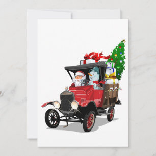 Cartoon Christmas truck Holiday Card
