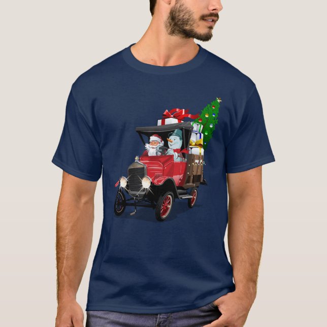 Cartoon Christmas truck T-Shirt (Front)