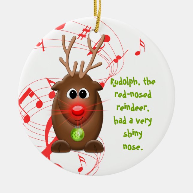 Cartoon Christms Reindeer Christmas Ornament (Front)