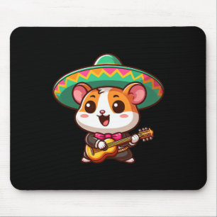 Cartoon Cinco De Mayo Hamster Mariachi Guitar Mexi Mouse Mat