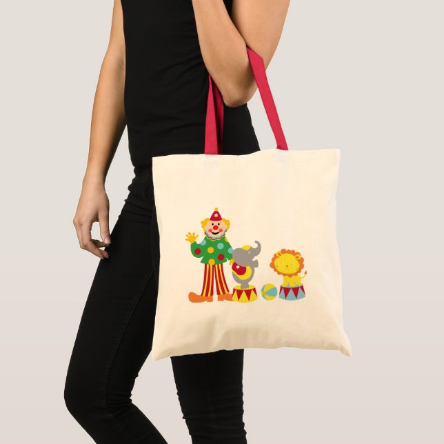 Cartoon Circus Clown and Animals Tote Bag (Front (Product))