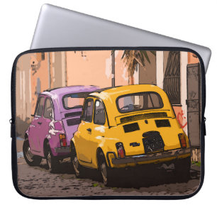 Cartoon Classic italian Fiat 500 cars Rome Italy Laptop Sleeve