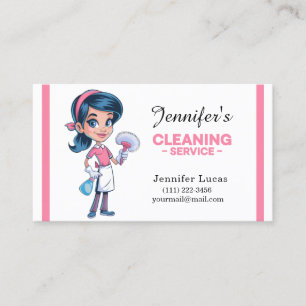 Cartoon Cleaning Lady Business Cards
