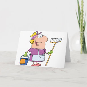 Cartoon Cleaning Lady Card