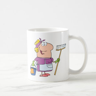 Cartoon Cleaning Lady Coffee Mug
