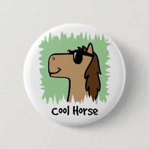 Cartoon Clip Art Cool Horse Wearing Sunglasses 6 Cm Round Badge
