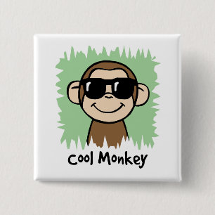 Cartoon Clip Art Cool Monkey with Sunglasses 15 Cm Square Badge