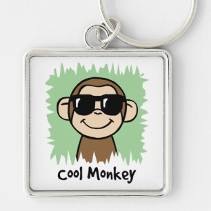 Cartoon Clip Art Cool Monkey with Sunglasses Key Ring
