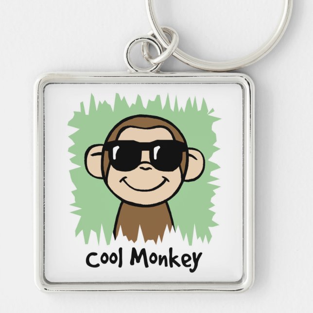 Cartoon Clip Art Cool Monkey with Sunglasses Key Ring (Front)