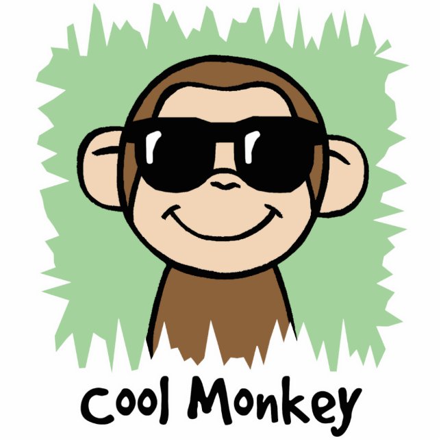 Cartoon Clip Art Cool Monkey with Sunglasses Standing Photo Sculpture (Front)