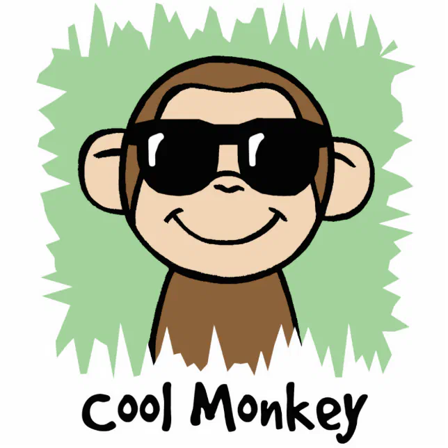 Cartoon Clip Art Cool Monkey with Sunglasses Standing Photo Sculpture