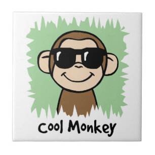 Cartoon Clip Art Cool Monkey with Sunglasses Tile