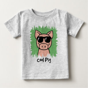 Cartoon Clip Art Cool Pig with Sunglasses Baby T-Shirt