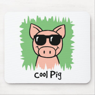 Cartoon Clip Art Cool Pig with Sunglasses Mouse Mat