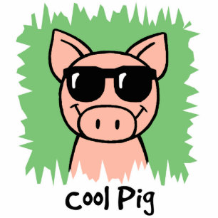 Cartoon Clip Art Cool Pig with Sunglasses Standing Photo Sculpture