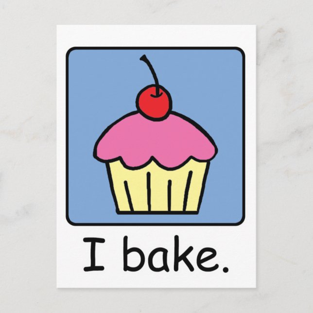 Cartoon Clip Art Cupcake Dessert Pink Frosting Postcard (Front)