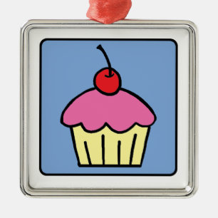 Cartoon Clip Art Cupcake Frosting Cherry Dessert Metal Tree Decoration