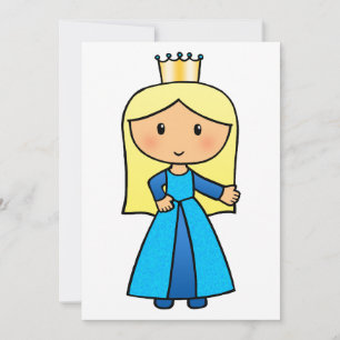 Cartoon Clip Art Cute Blonde Princess in Blue Dres