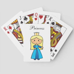 Cartoon Clip Art Cute Blonde Princess in Blue Dres Playing Cards