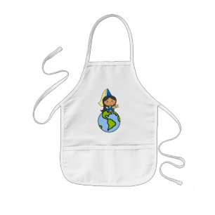 Cartoon Clip Art Cute Princess on Top of the World Kids Apron