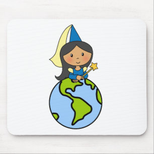 Cartoon Clip Art Cute Princess on Top of the World Mouse Mat