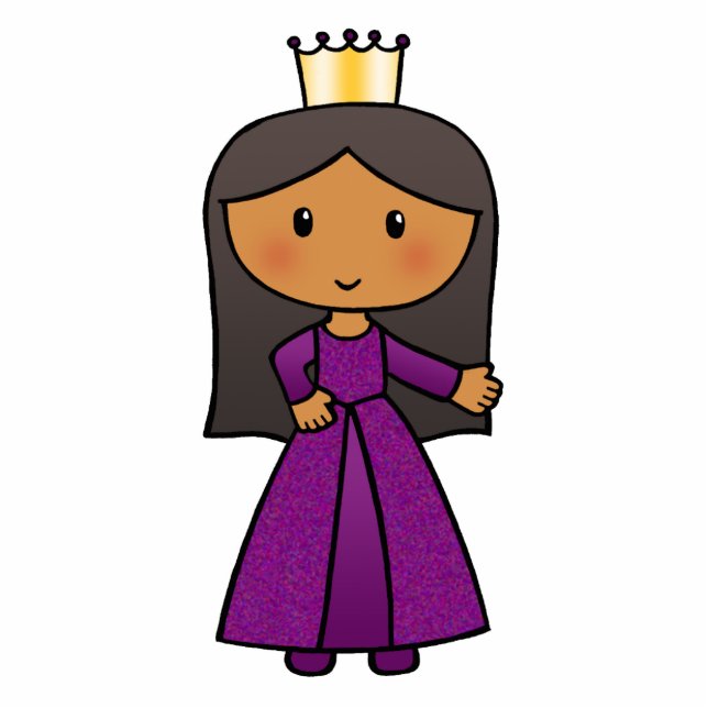 Cartoon Clip Art Cute Princess with Tiara Standing Photo Sculpture (Front)