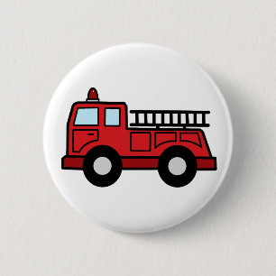 Cartoon Clip Art Firetruck Emergency Vehicle Truck 6 Cm Round Badge
