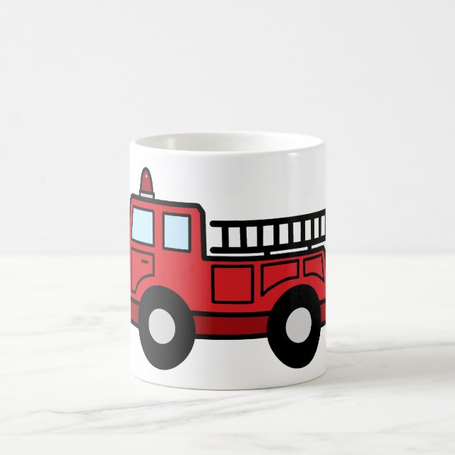 Cartoon Clip Art Firetruck Emergency Vehicle Truck Coffee Mug (Center)
