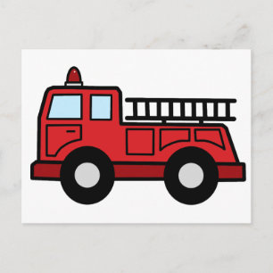 Cartoon Clip Art Firetruck Emergency Vehicle Truck Postcard