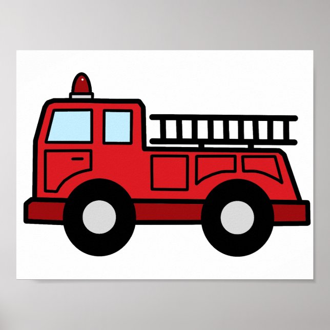 Cartoon Clip Art Firetruck Emergency Vehicle Truck Poster (Front)