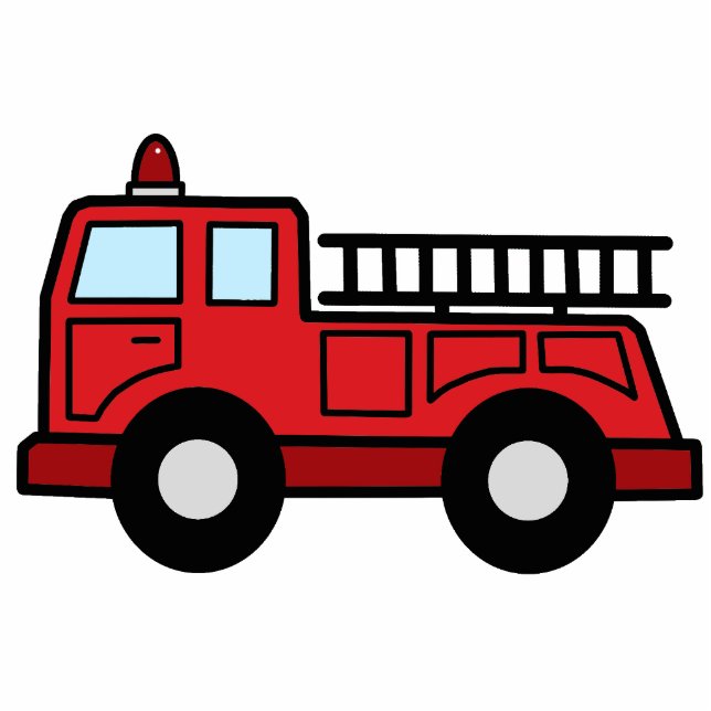 Cartoon Clip Art Firetruck Emergency Vehicle Truck Standing Photo Sculpture (Front)