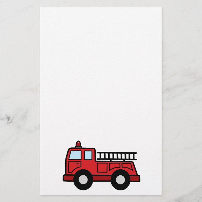 Cartoon Clip Art Firetruck Emergency Vehicle Truck Stationery (Front)