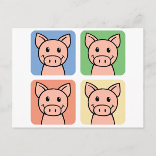 Cartoon Clip Art Laughing Piggie Piggy Pigs! Postcard