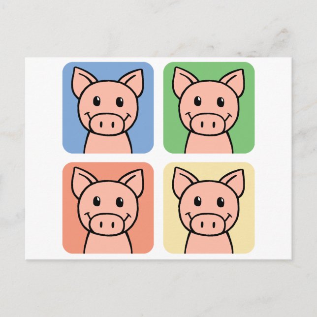 Cartoon Clip Art Laughing Piggie Piggy Pigs! Postcard (Front)