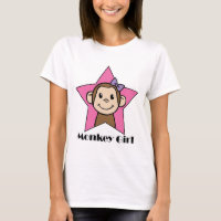 Cartoon Clip Art Smile Monkey Girl Pink Star Bow