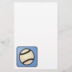 Cartoon Clip Art Sports, Baseball, Blue Background Stationery
