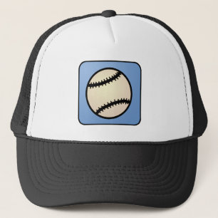 Cartoon Clip Art Sports, Baseball, Blue Background Trucker Hat