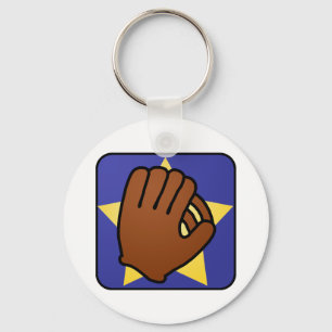 Cartoon Clip Art Sports Baseball Glove Gold Star Key Ring