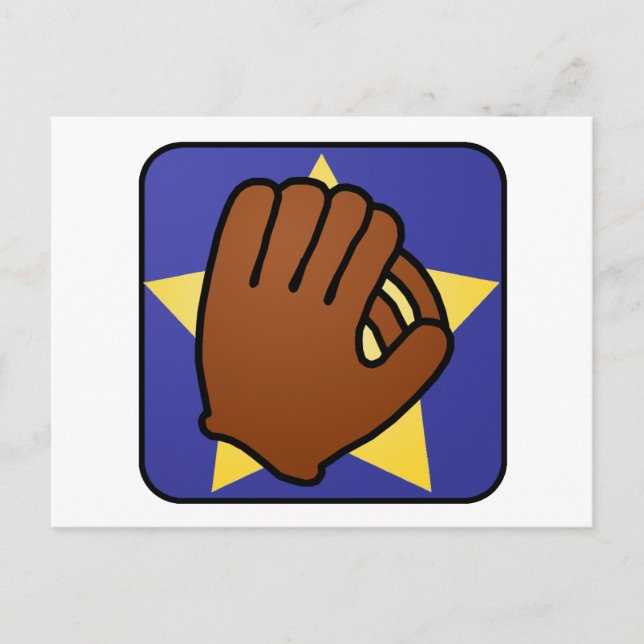Cartoon Clip Art Sports Baseball Glove Gold Star Postcard (Front)