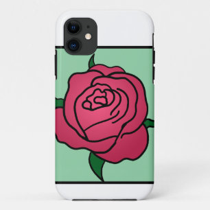 Cartoon Clip Art Valentine's Day Red Rose Flower iPhone 11 Case