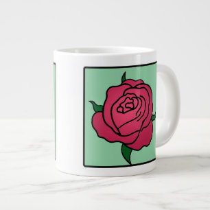 Cartoon Clip Art Valentine's Day Red Rose Flower Large Coffee Mug