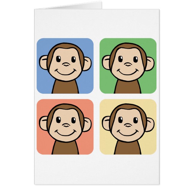 Cartoon Clip Art with 4 Happy Monkeys (Front)