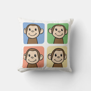 Cartoon Clip Art with 4 Happy Monkeys Cushion