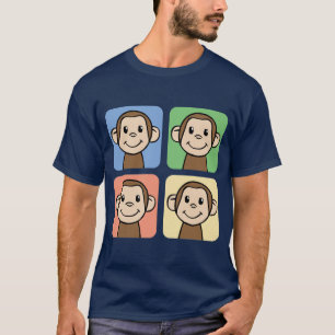 Cartoon Clip Art with 4 Happy Monkeys T-Shirt