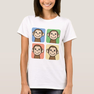 Cartoon Clip Art with 4 Happy Monkeys T-Shirt