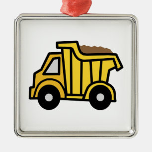 Cartoon Clip Art with a Construction Dump Truck Metal Tree Decoration
