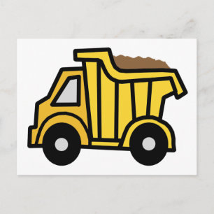Cartoon Clip Art with a Construction Dump Truck Postcard