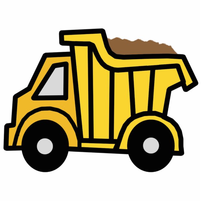 Cartoon Clip Art with a Construction Dump Truck Standing Photo Sculpture (Front)
