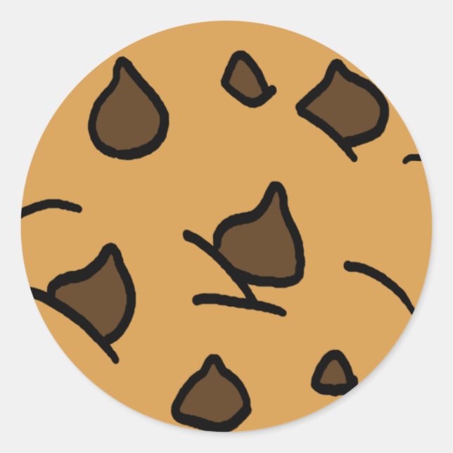 Cartoon Clipart HUGE Chocolate Chip Cookie Dessert Classic Round Sticker (Front)