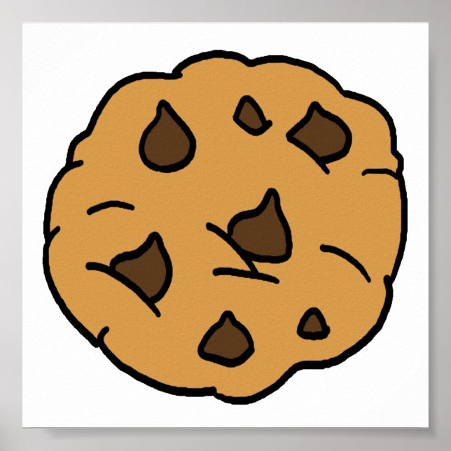 Cartoon Clipart HUGE Chocolate Chip Cookie Dessert Poster (Front)